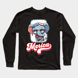 4th Of July Patriotic Elephant Merica Long Sleeve T-Shirt